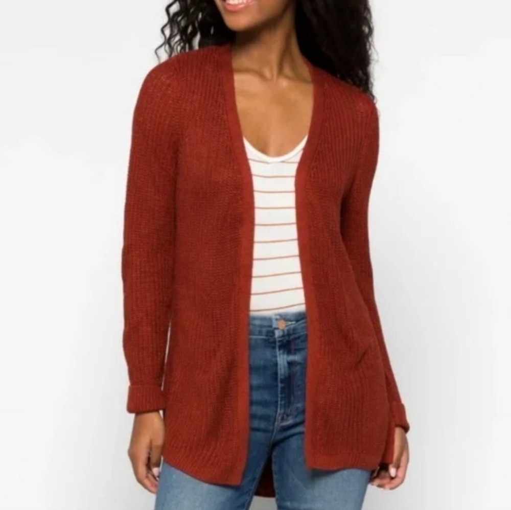 Pinque Stitch Fix Jamelya Rust Open Cardigan Back Detail Sweater Women's Small - Picture 7 of 11